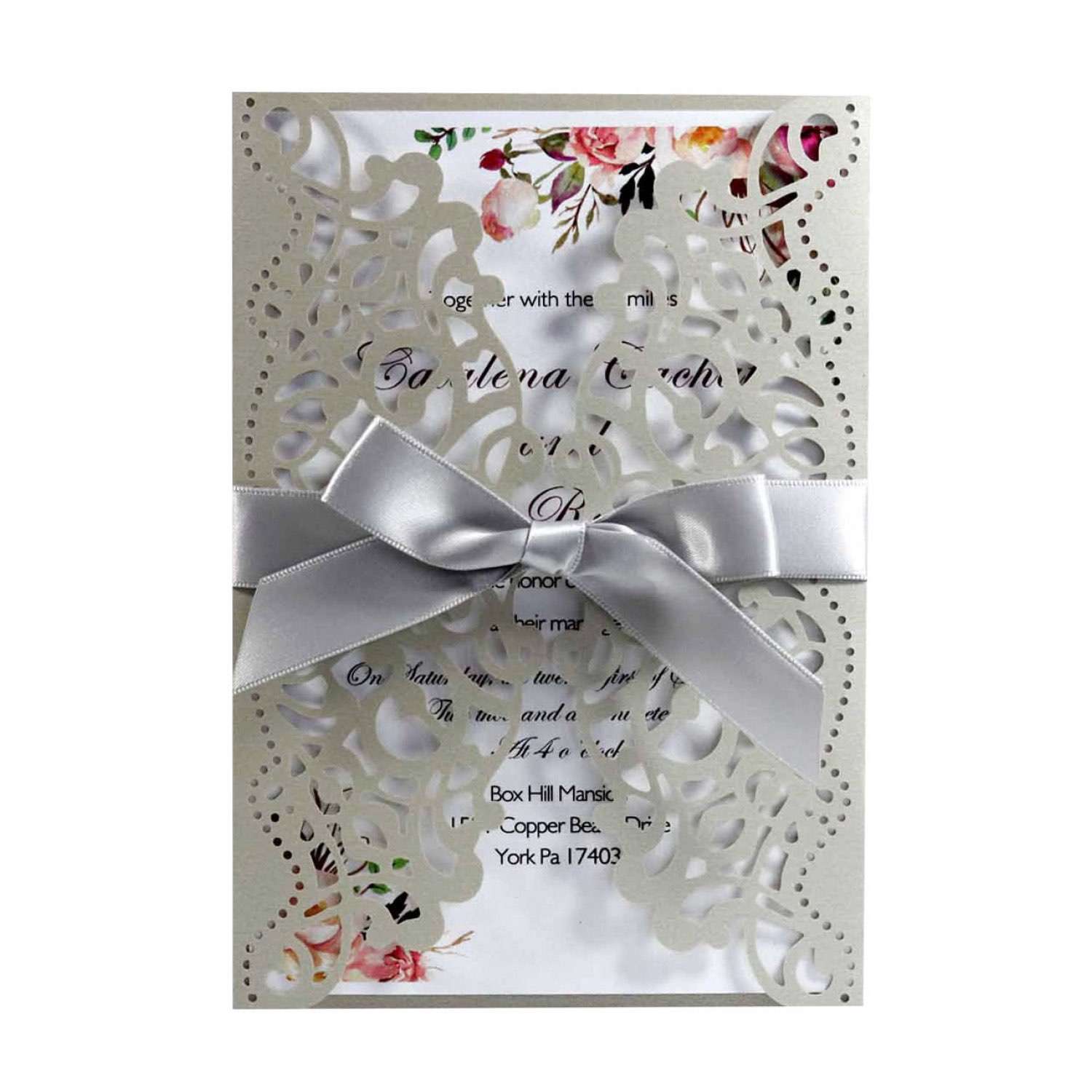 Pink Business Card Invitation Card Laser Cut Wedding Invitation Card